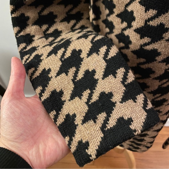 Madewell // Wallace Houndstooth Merino Wool Sweater Coat black tan/camel - Picture 12 of 16